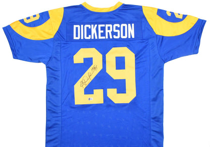 Eric Dickerson Autographed Los Angeles Rams Custom Blue Jersey