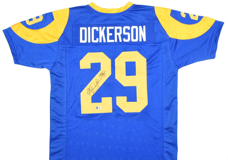 Eric Dickerson Autographed Los Angeles Rams Custom Blue Jersey