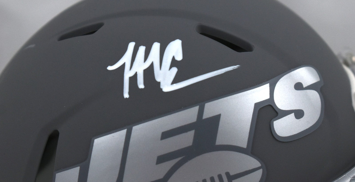 Malachi Corley Signed New York Jets Slate Speed Mini Helmet