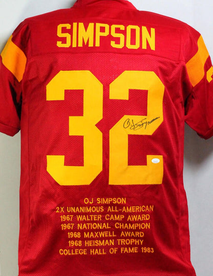 O.J. Simpson Autographed Maroon Custom Stat Jersey
