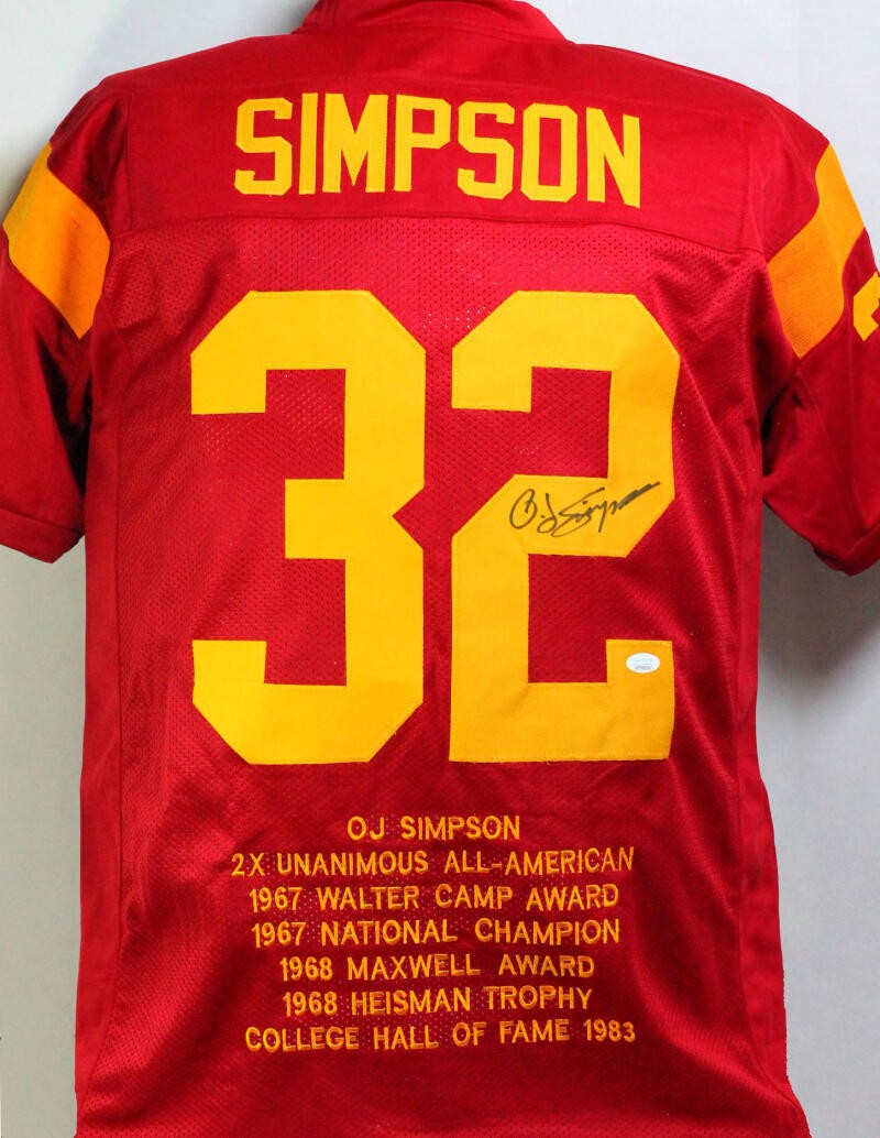 O.J. Simpson Autographed Maroon Custom Stat Jersey