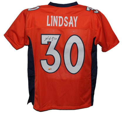 Phillip Lindsay Autographed Orange Custom Jersey (BAS COA)