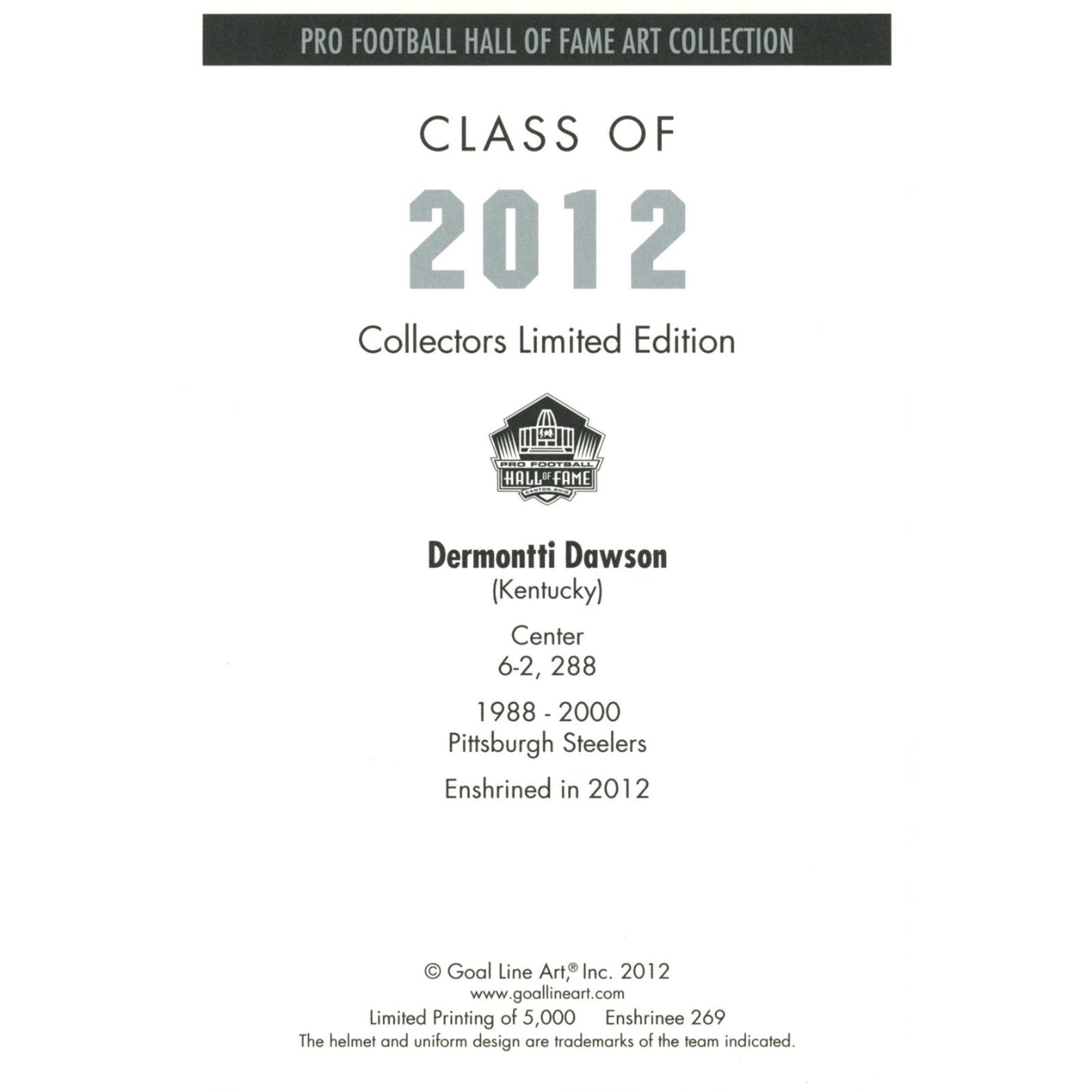 2012 Hall of Fame Multi-Signed Goal Line Art Card Set