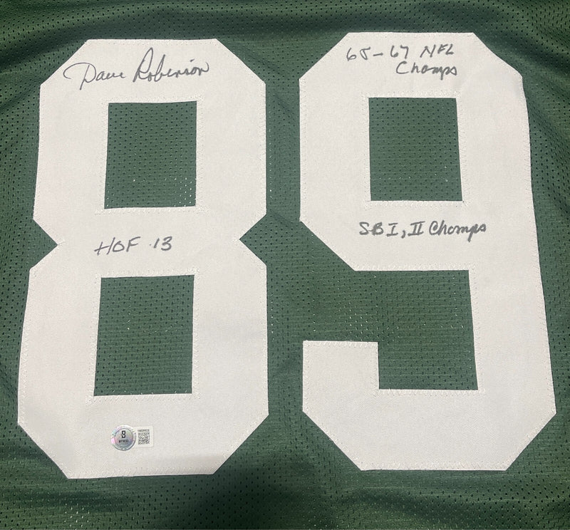 Dave Robinson Green Bay Packers Signed Custom Jersey (3 Inscriptions) BAS