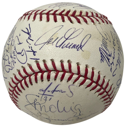 2008 New York Yankees Team Signed Final Season Logo Baseball JSA LOA