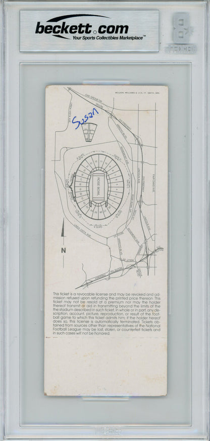 John Riggins Signed Super Bowl XVII Full Ticket SB MVP Inscription BAS Slab