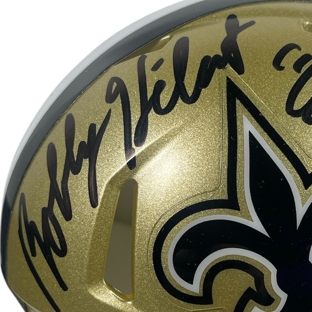 Bobby Hebert New Orleans Saints Signed Speed Mini Helmet "Cajun Cannon" BAS