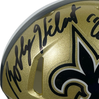 Bobby Hebert New Orleans Saints Signed Speed Mini Helmet "Cajun Cannon" BAS