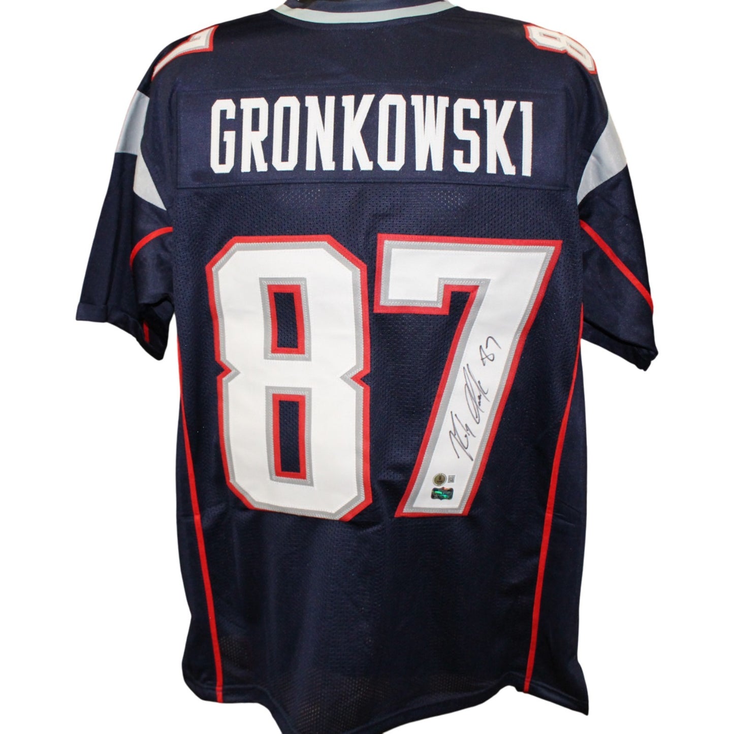 Rob Gronkowski Autographed Blue Custom Football Jersey (Beckett COA)