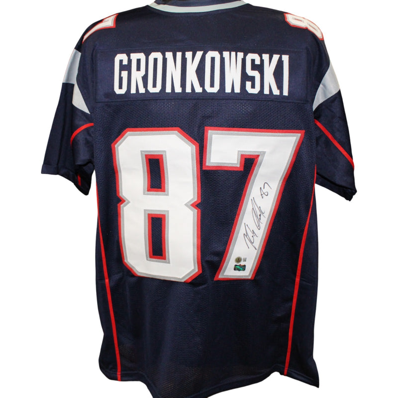 Rob Gronkowski Autographed Blue Custom Football Jersey (Beckett COA)