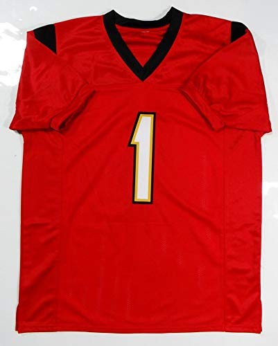 DJ Moore Autographed Red Custom Football Jersey