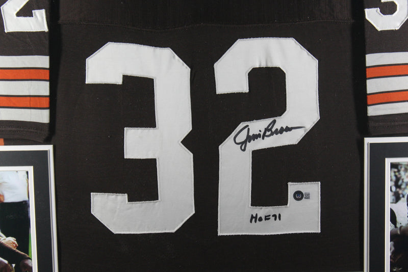 Jim Brown Autographed Framed Cleveland Browns Jersey Beckett COA