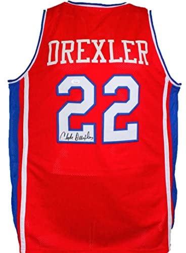 Clyde Drexler Signed Red College Style Basketball Jersey