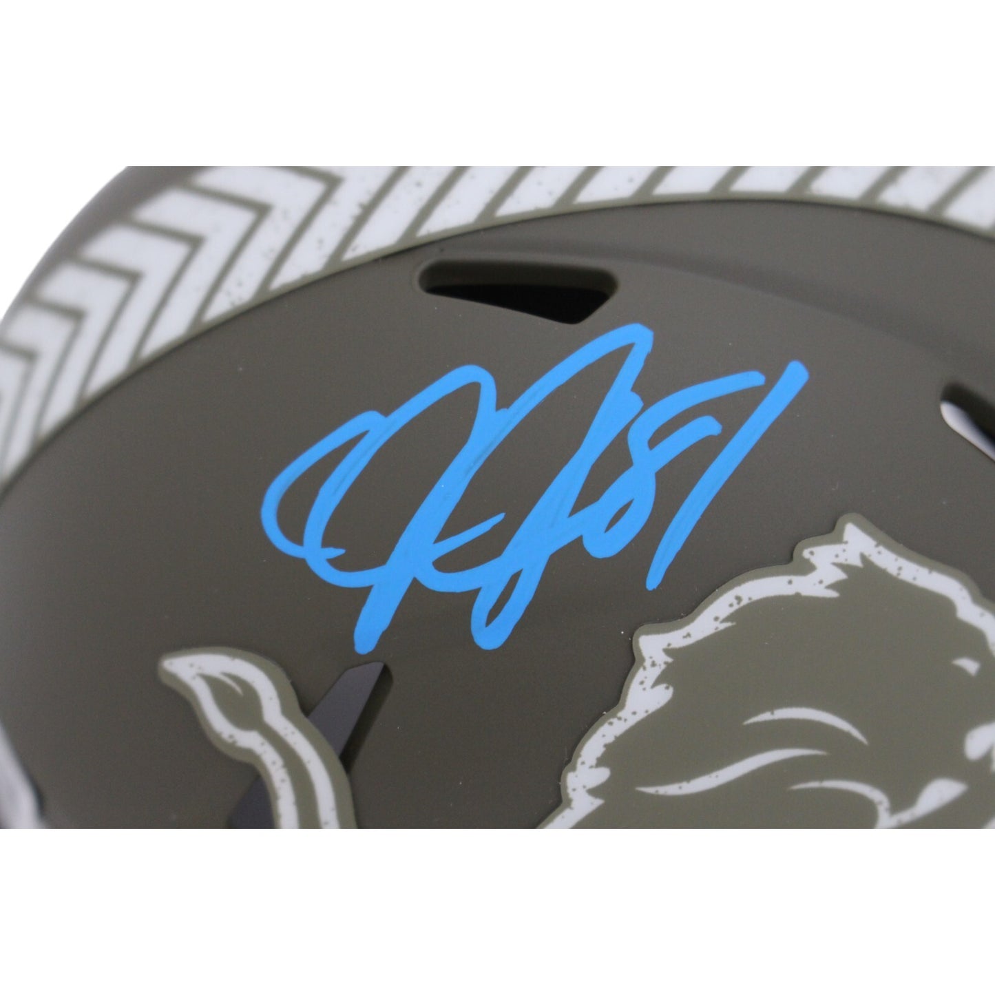 Calvin Johnson Autographed Detroit Lions 2022 Salute to Service Mini Helmet