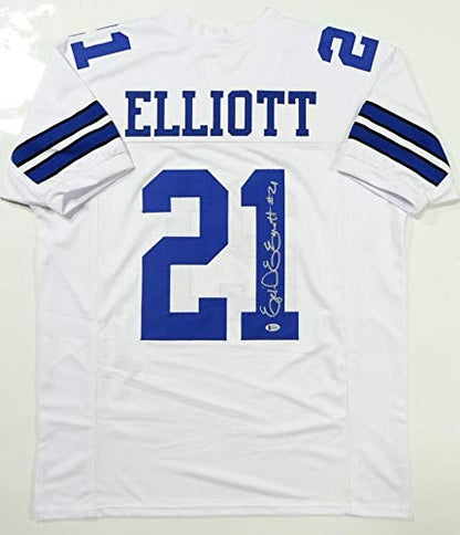 Ezekiel Elliott Signed White Custom Jersey
