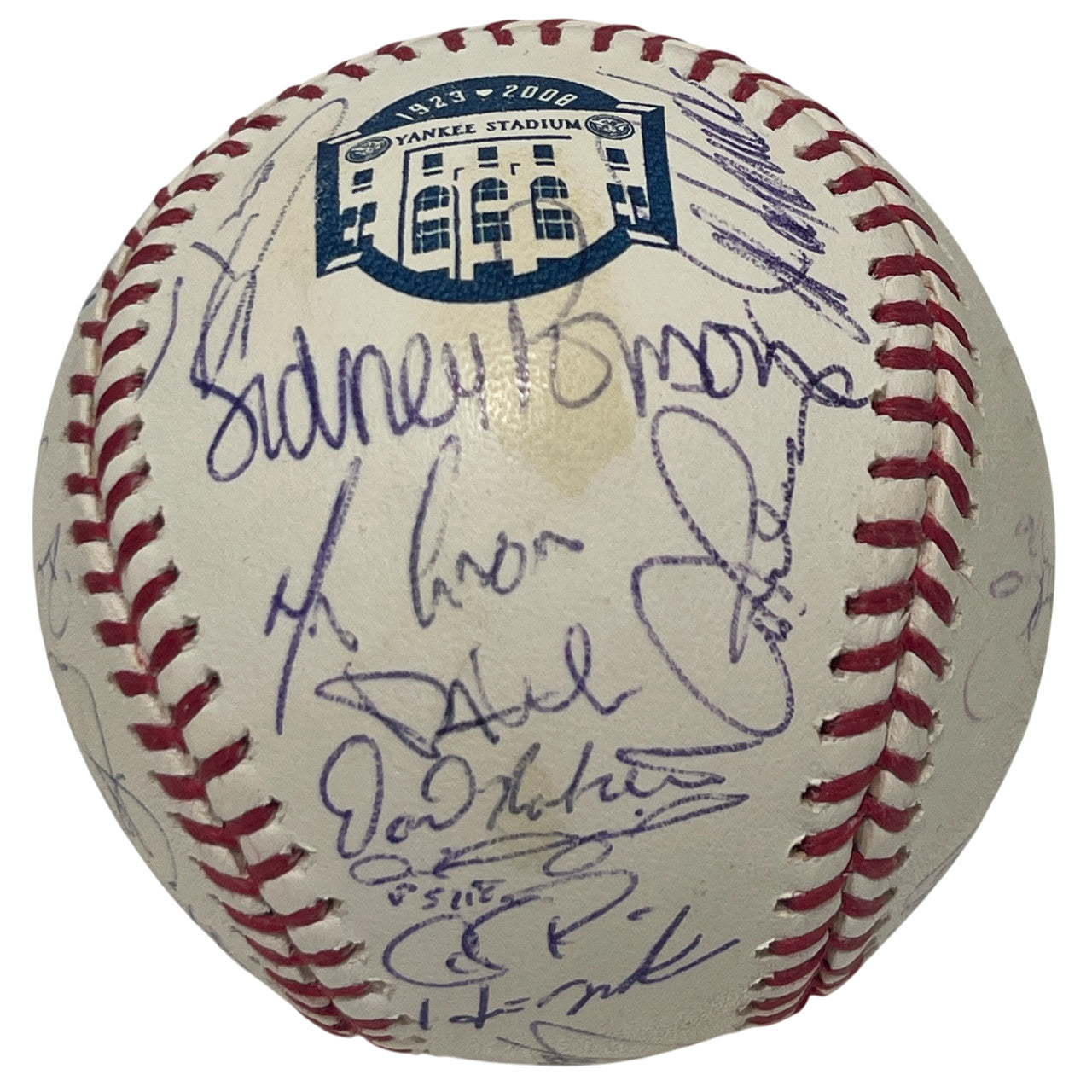 2008 New York Yankees Team Signed Final Season Logo Baseball JSA LOA