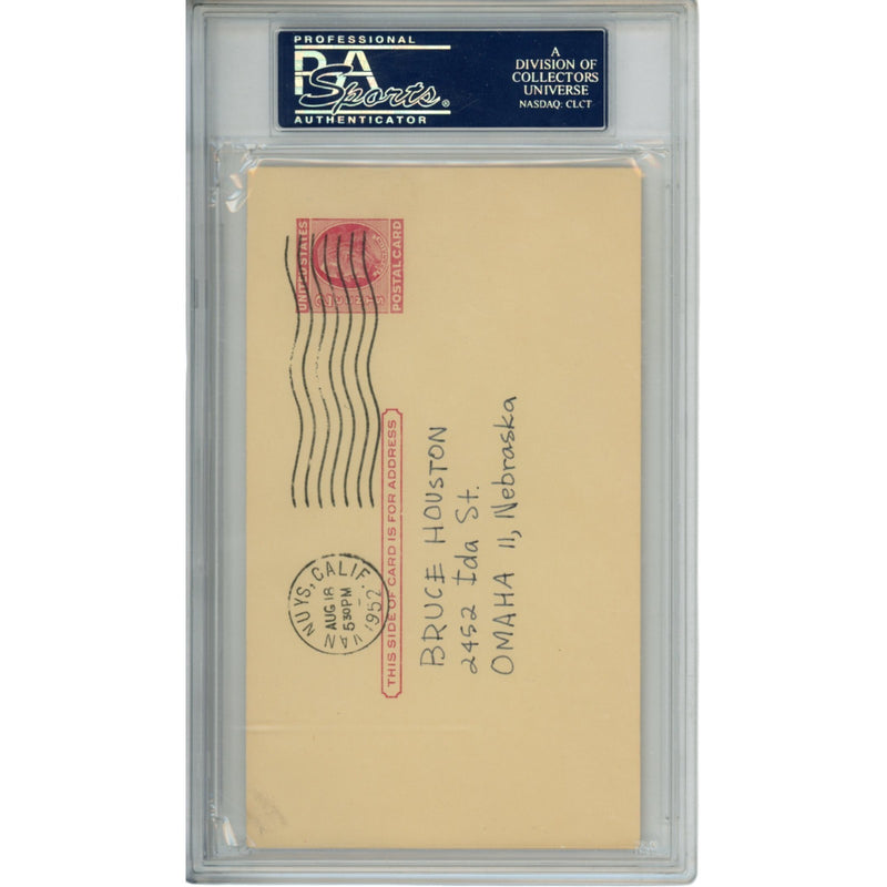 Bob Waterfield Autographed Los Angeles Rams Postcard PSA Slabbed