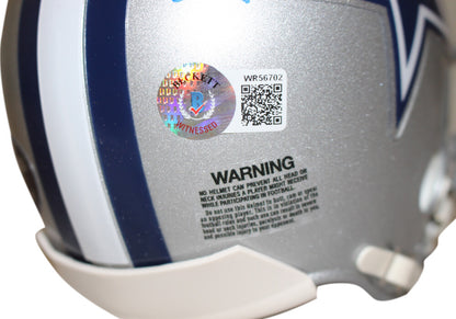 Emmitt Smith & Tony Dorsett Signed Dallas Cowboys VSR4 Mini Helmet (BAS)