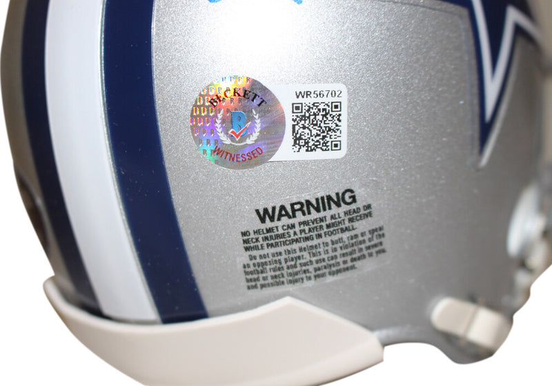 Emmitt Smith & Tony Dorsett Signed Dallas Cowboys VSR4 Mini Helmet (BAS)