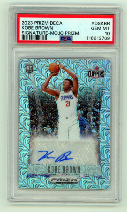 Kobe Brown Signed 2023-24 Panini Prizm Deca Mojo Rookie Card #15/25 PSA 10