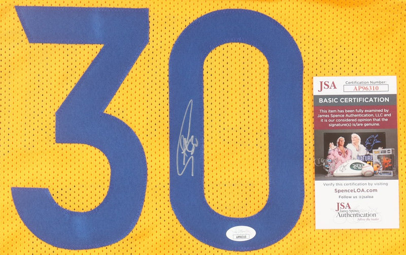 Steph Curry Autographed Golden State Warriors Gold Custom Jersey