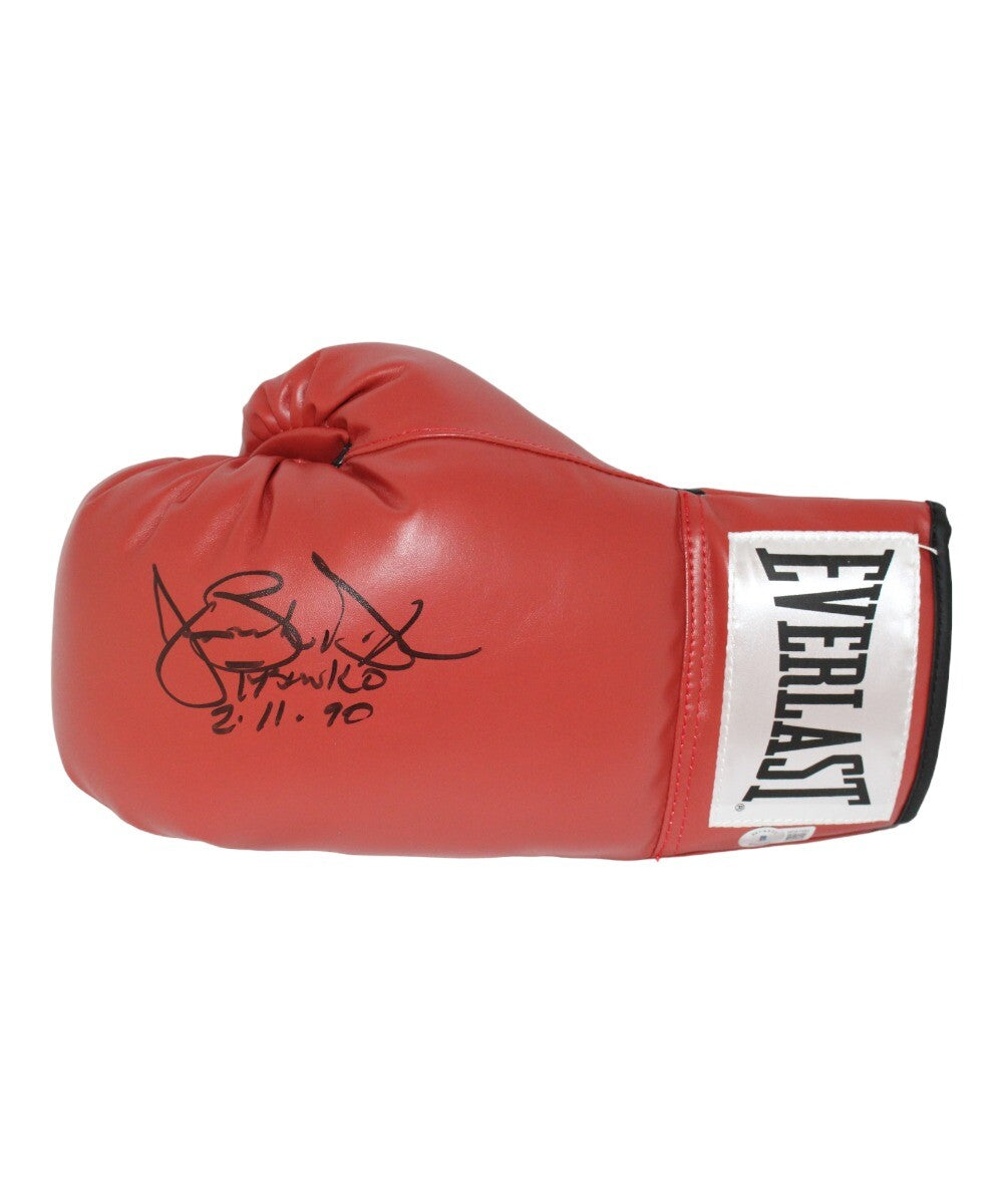 Buster Douglas Signed Red Everlast Boxing Glove (Tyson KO 2.11.90 Inscription)