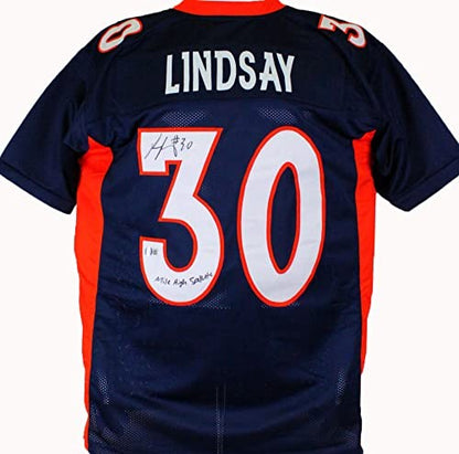 Phillip Lindsay Autographed Denver Broncos Style Custom Blue Jersey