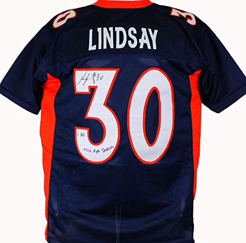 Phillip Lindsay Autographed Denver Broncos Style Custom Blue Jersey