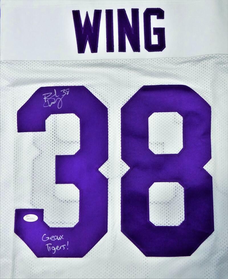 Brad Wing Signed LSU Tigers Style White Custom Jersey "Geaux Tigers"