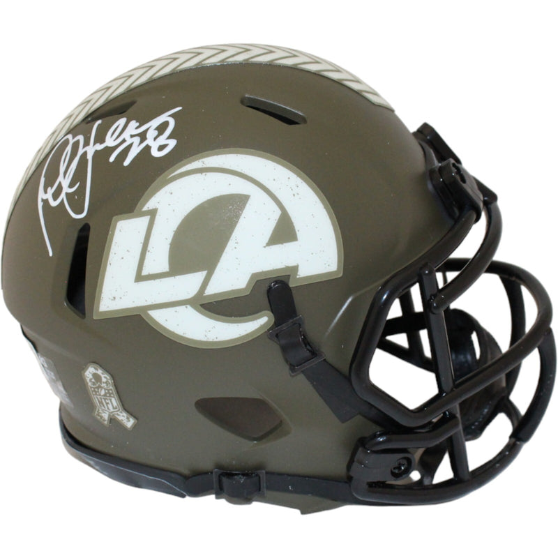 Marshall Faulk Signed Los Angeles Rams Salute to Service Mini Helmet
