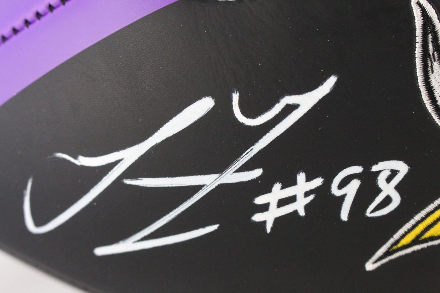 Linval Joseph Signed Minnesota Vikings Logo Football "Defend The North"