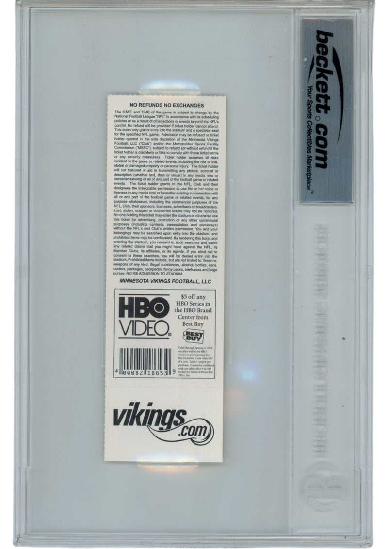 Adrian Peterson Signed Minnesota Vikings Slabbed Ticket Stub "2007 ROY" BAS