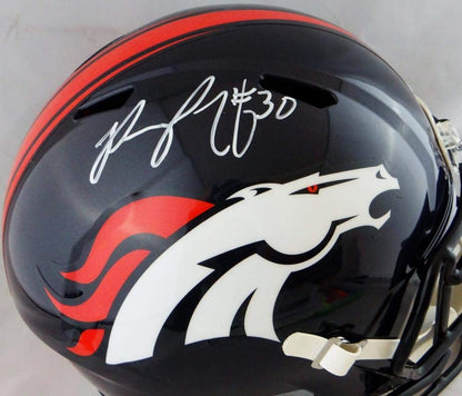 Phillip Lindsay Signed Denver Broncos White Full Size Speed Helmet