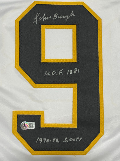 Johnny Bucyk Signed Boston Bruins Custom Jersey HOF & SC Inscriptions (BAS)