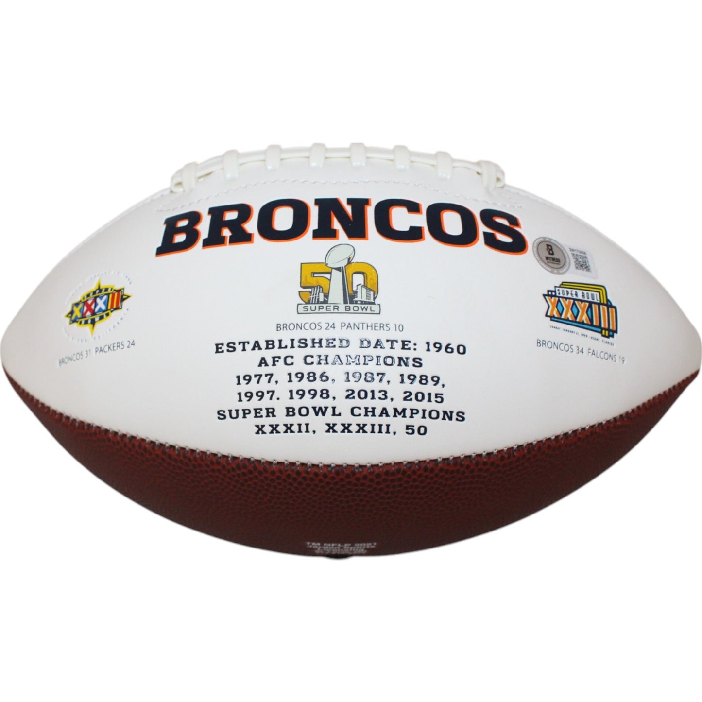 Champ Bailey Autographed Denver Broncos White Logo Football
