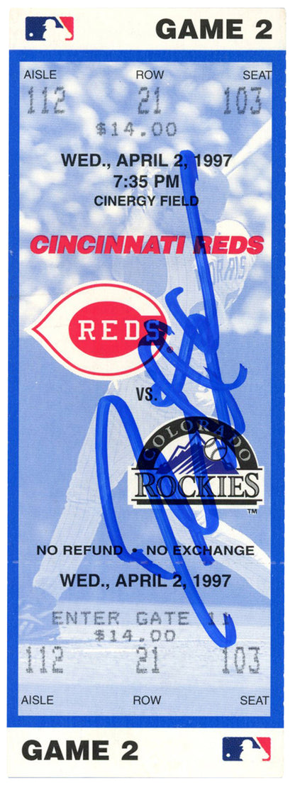 Deion Sanders Signed Cincinnati Reds vs Rockies 1997 Ticket Stub BAS