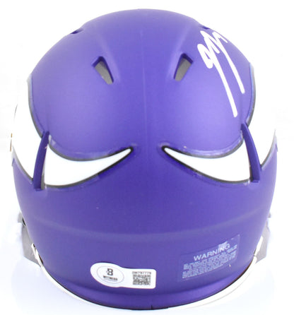 JJ McCarthy Autographed Minnesota Vikings Speed Mini Helmet
