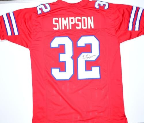 O.J. Simpson Autographed Red Custom Jersey