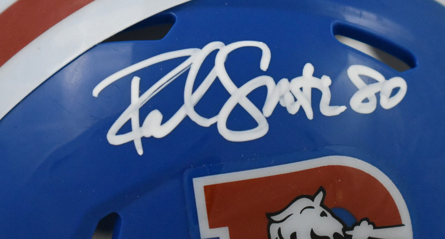 Rod Smith Signed Denver Broncos 1975-1996 Throwback Mini Helmet