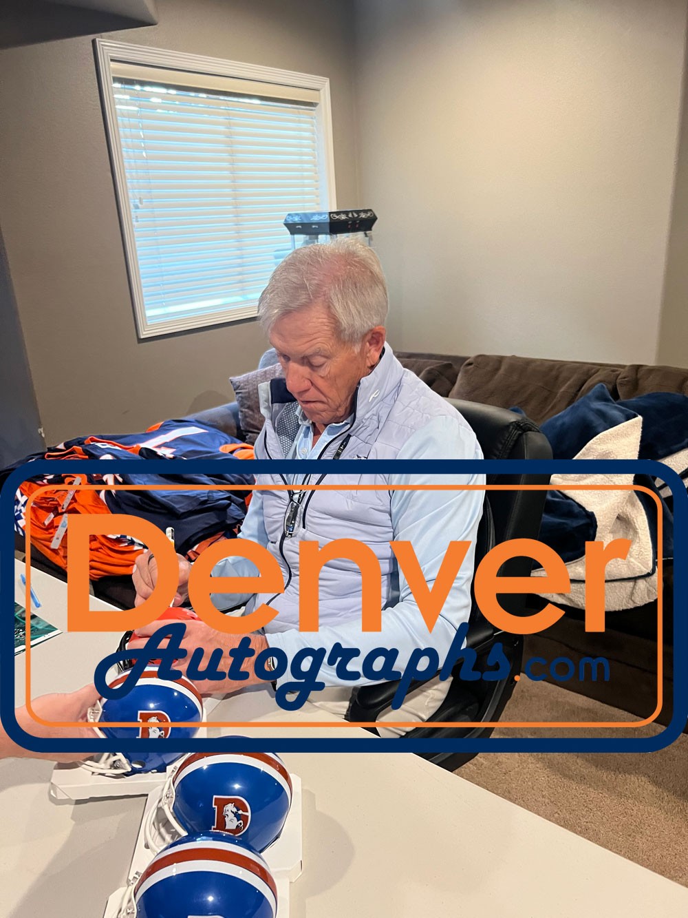 John Elway Denver Broncos Riddell VSR4 Throwback Mini Helmet