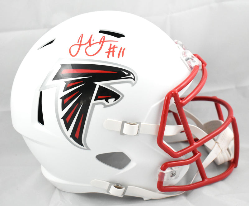Julio Jones Autographed Atlanta Falcons Flat White Speed Full Size Helmet