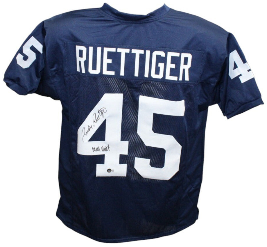 Rudy Ruettiger Autographed College Style Blue Jersey