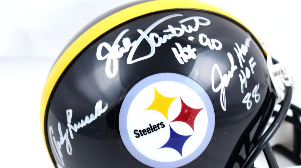 Jack Ham, Jack Lambert & Andy Russell Signed Steelers Mini Helmet