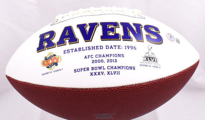 Ed Reed Autographed Baltimore Ravens Logo Football