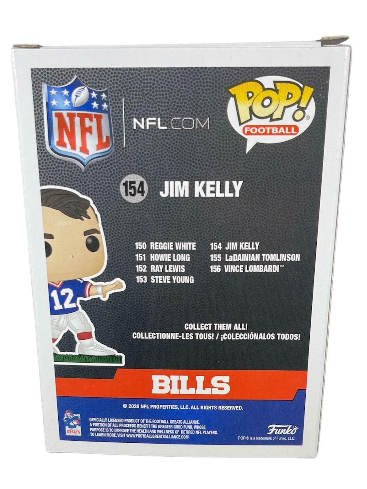 Jim Kelly Signed Buffalo Bills Funko Pop #154 Beckett Witness COA