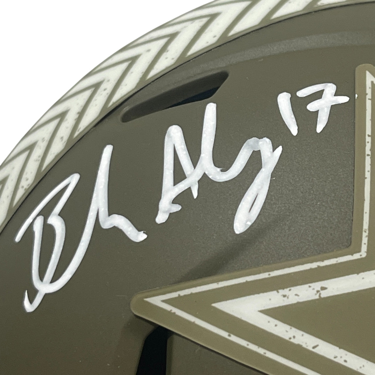 Brandon Aubrey Signed Salute to Service 2023 Mini Helmet (Americas Kicker)