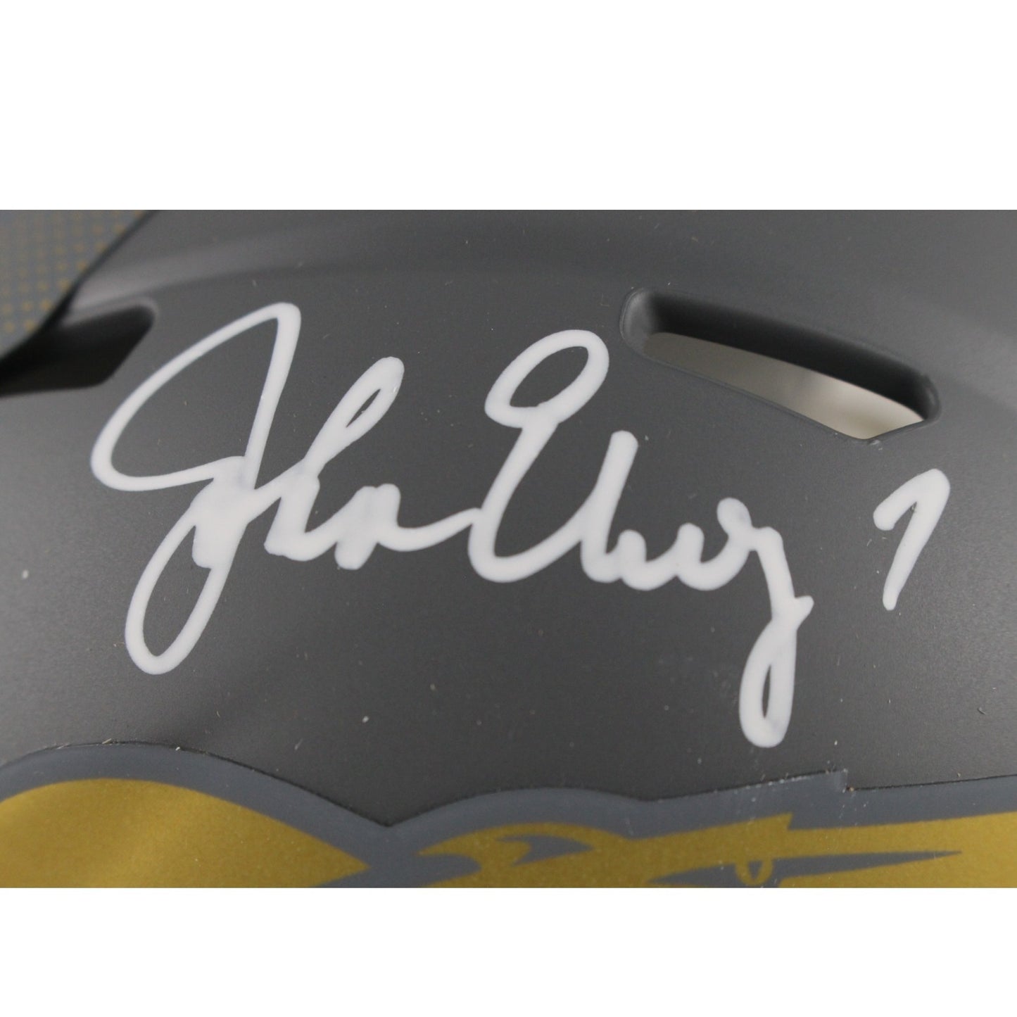 John Elway Denver Broncos Signed Slate Mini Helmet (Beckett COA)