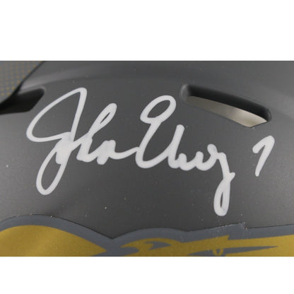 John Elway Denver Broncos Signed Slate Mini Helmet (Beckett COA)