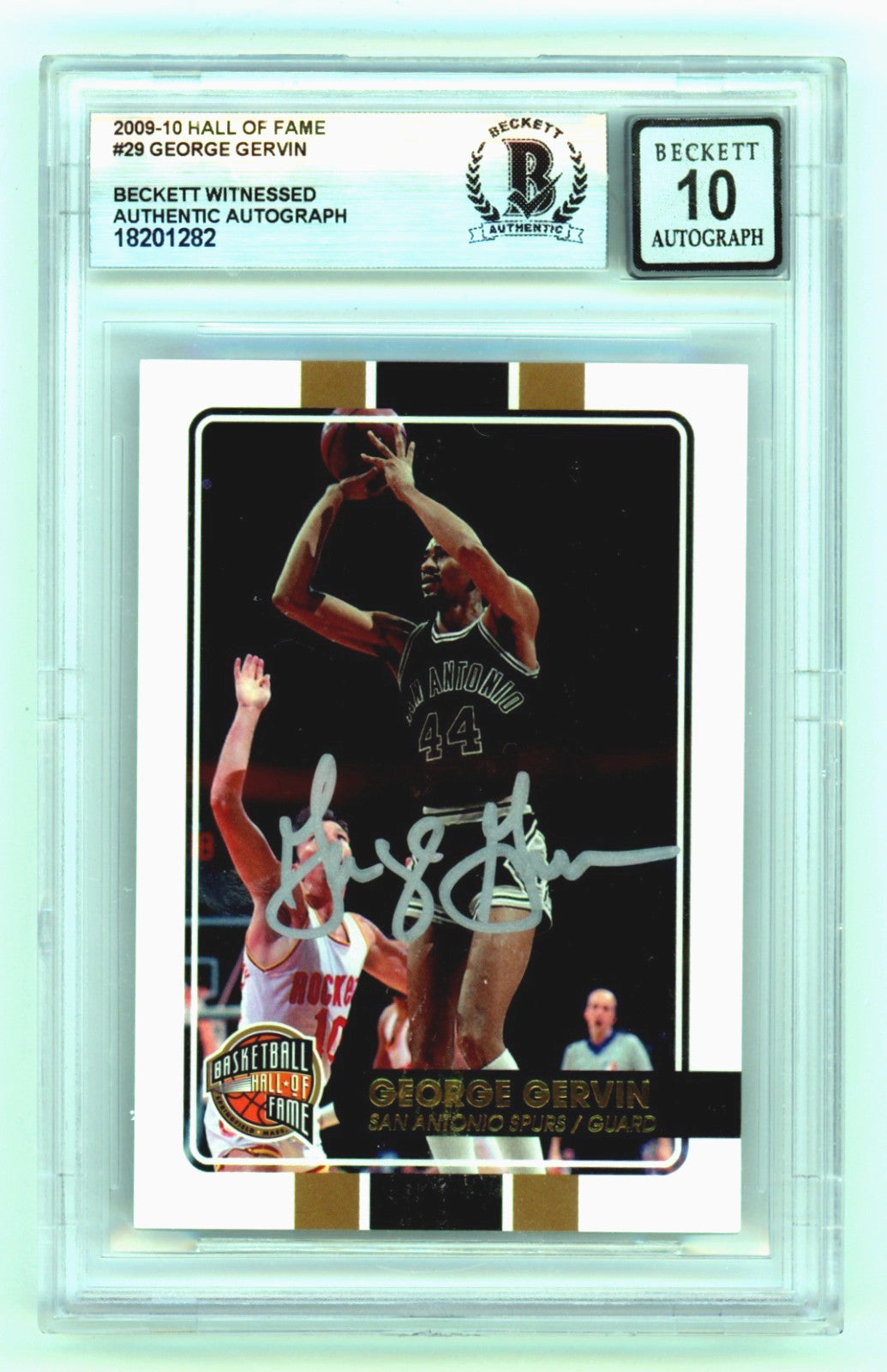 George Gervin Signed 2009-10 Spurs Hall of Fame Card BGS 10 Auto /599