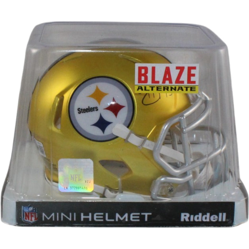 Troy Polamalu Signed Pittsburgh Steelers Blaze Mini Helmet Beckett